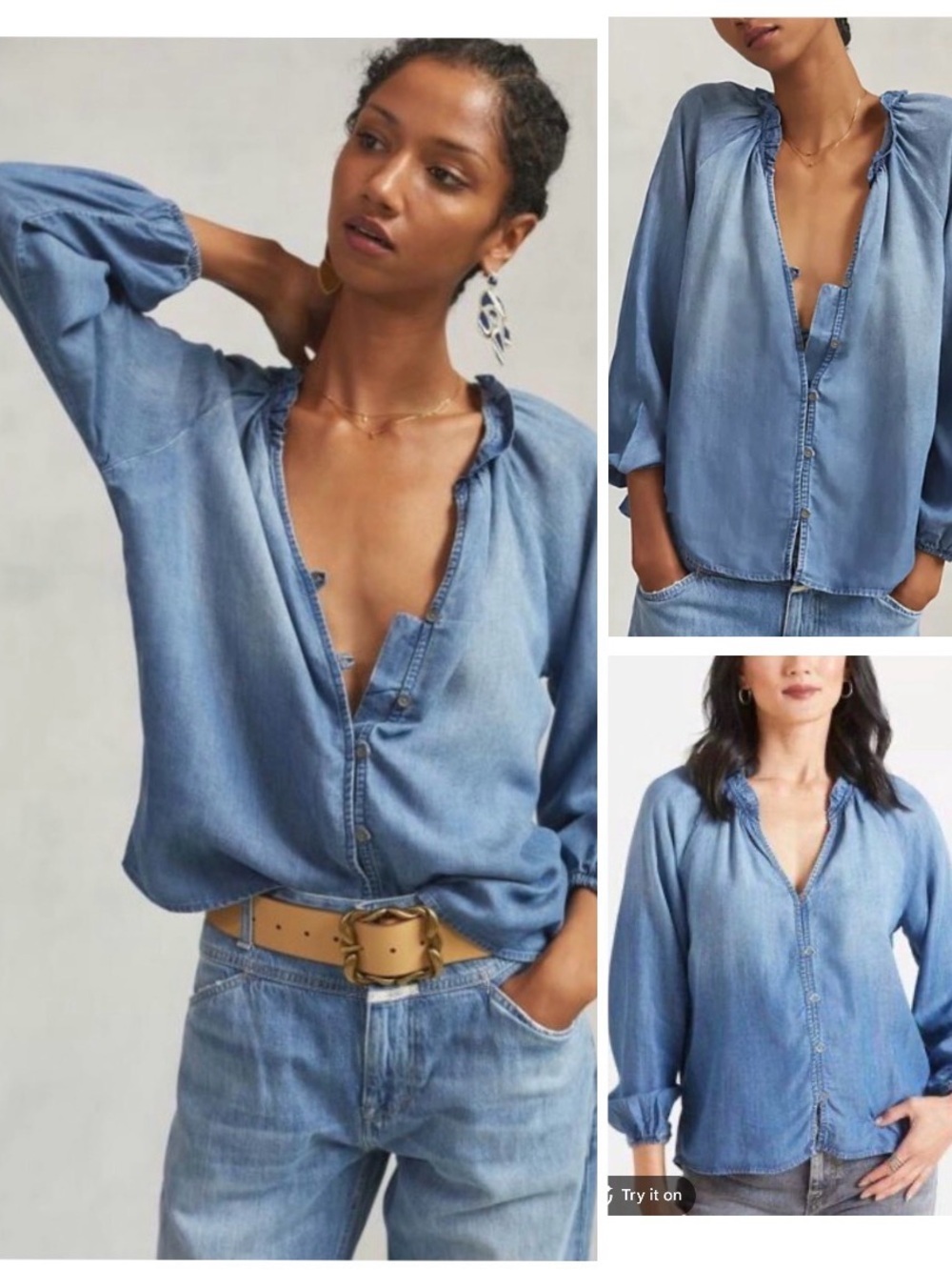 Anthropologie Cloth & Stone ombre chambray button up